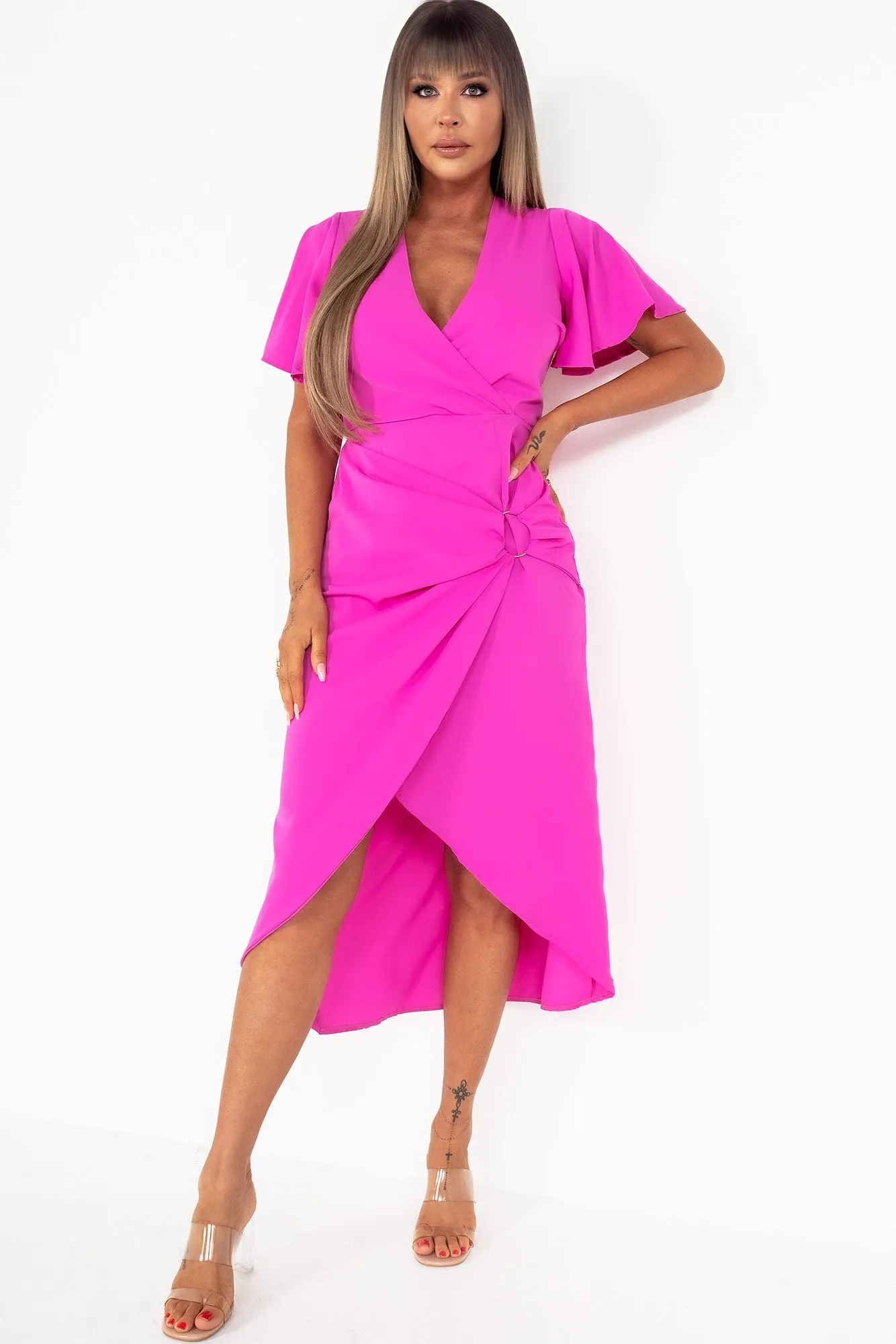 AX Paris Ryder Hot Pink Wrap Dress sold by Va Va Voom product image thumbnail 5