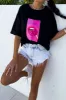 Adrianna Black Lollipop Print T-Shirt sold by Va Va Voom
