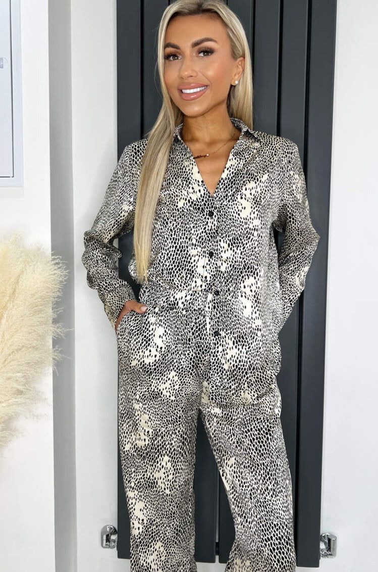 AX Paris Galilea Stone Satin Print Shirt sold by Va Va Voom