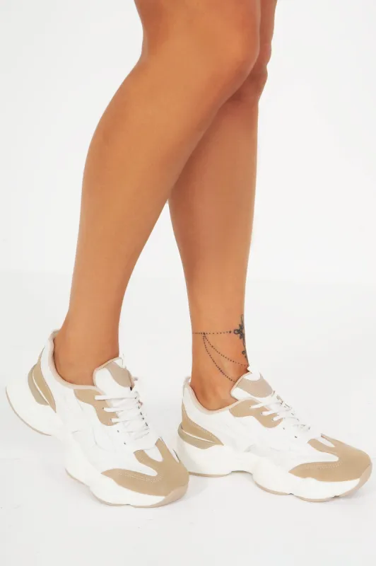 Brooks Cream and Tan chunky Trainers sold by Va Va Voom