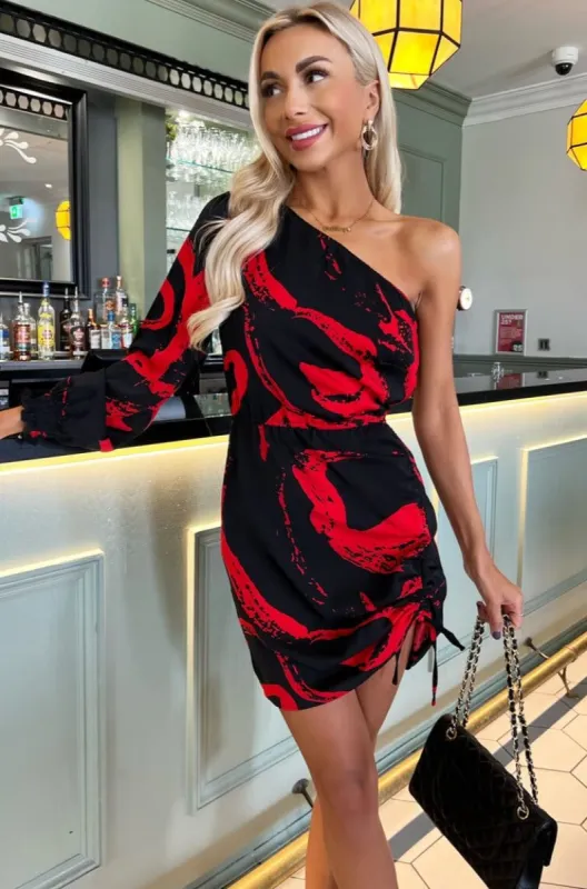 AX Paris Ria Black and Red Print Dress sold by Va Va Voom