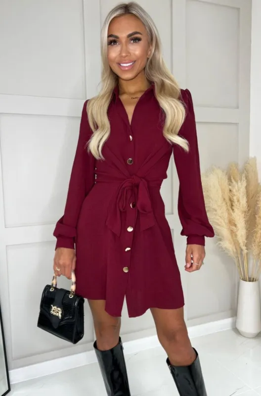AX Paris Mina Wine Shirt Dress sold by Va Va Voom