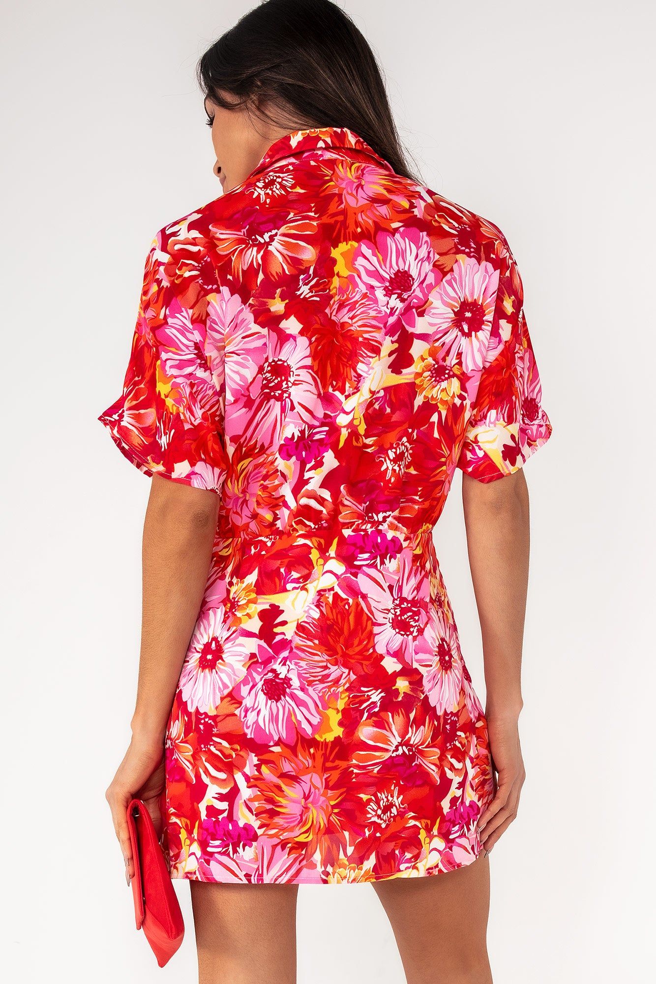 Sandra Red Floral Wrap Dress sold by Va Va Voom product image thumbnail 2