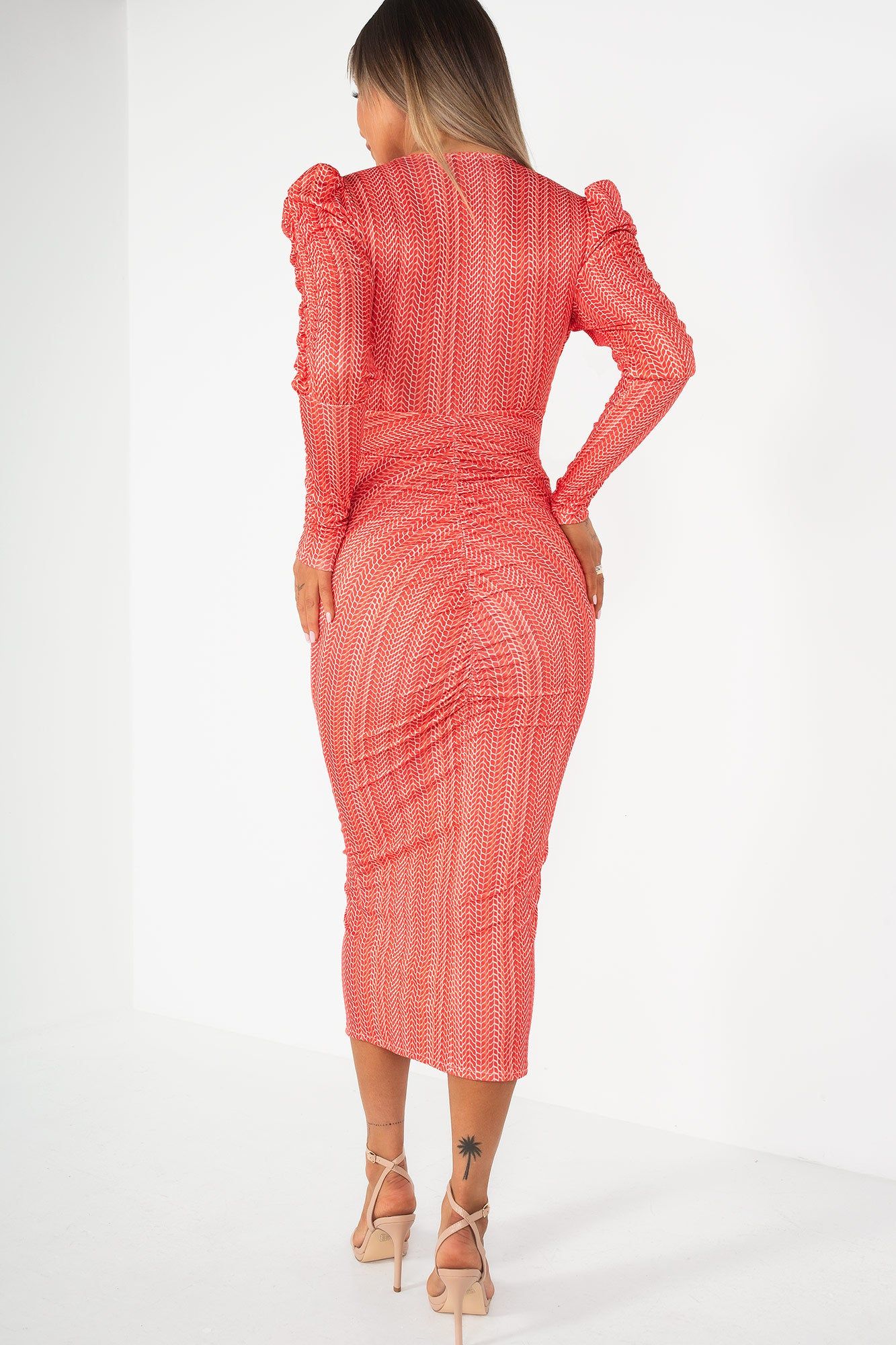 Meredith Red Printed Midi Dress sold by Va Va Voom product image thumbnail 2