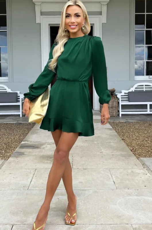 AX Paris Gaby Teal Satin Dress sold by Va Va Voom