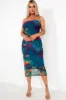 Parris Teal Mesh Print Bandeau Dress sold by Va Va Voom