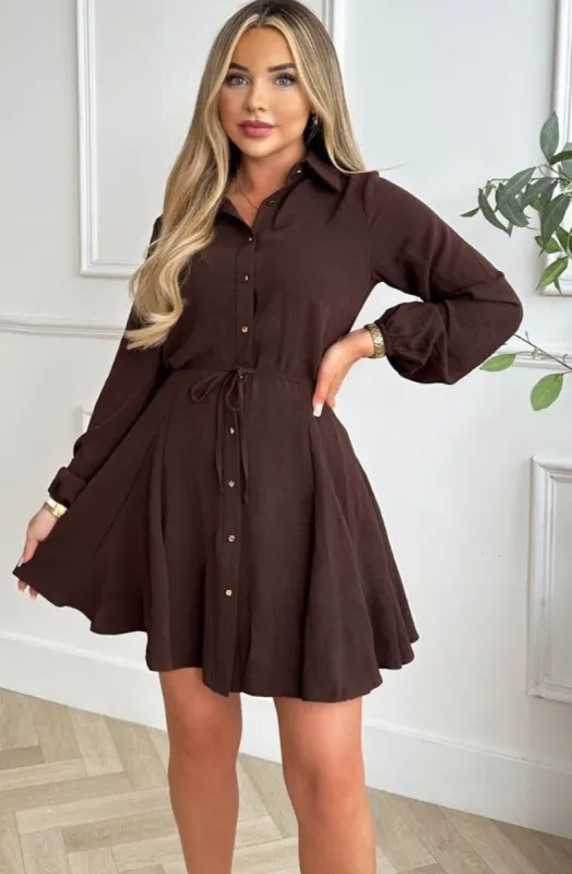 AX Paris Clara Chocolate Shirt Dress sold by Va Va Voom