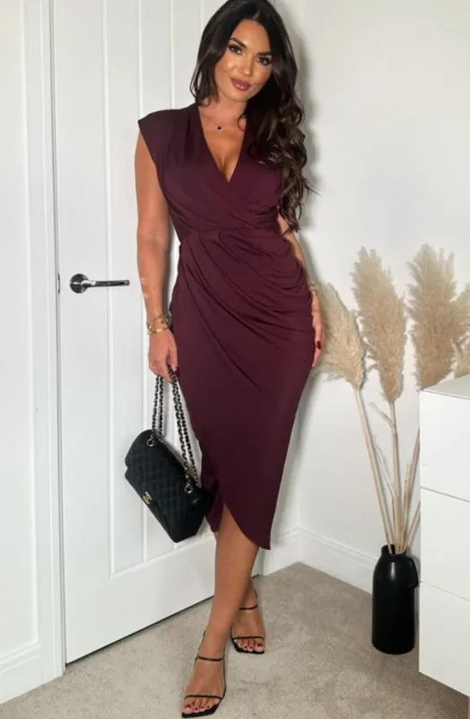 AX Paris Bianca Plum Wrap Dress sold by Va Va Voom