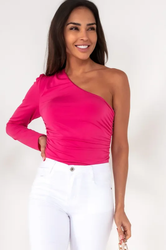 Olenna Pink One Shoulder Top sold by Va Va Voom