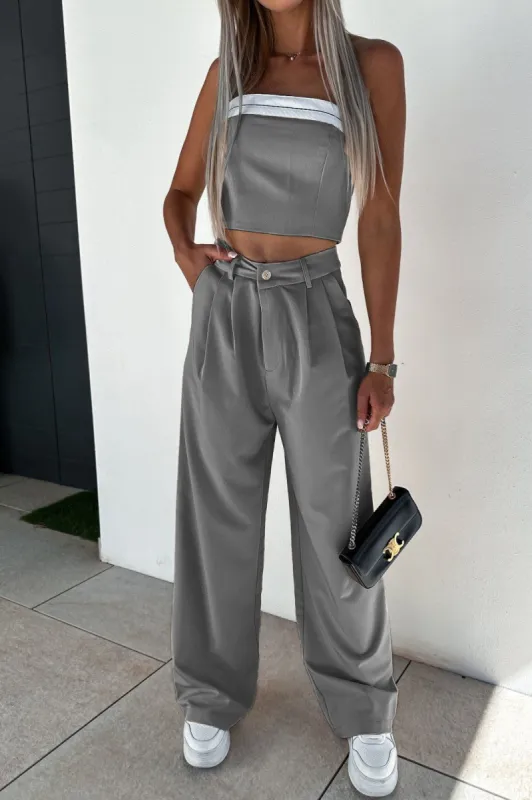 Rosemary Grey Tailored Trouser Co Ord sold by Va Va Voom