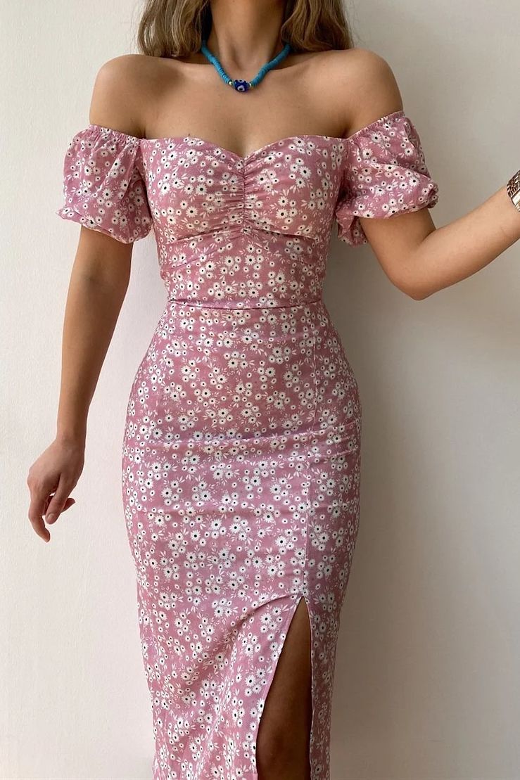 Danielle Pink Floral Midi Dress sold by Va Va Voom product image thumbnail 2