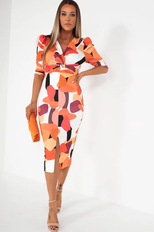 Dove Orange Printed Dress sold by Va Va Voom