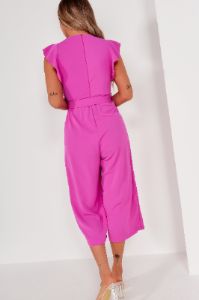 AX Paris Zuki Magenta Wrap Front Belted Jumpsuit sold by Va Va Voom