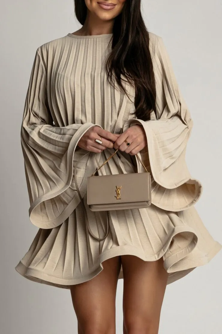 Kori Stone Pleated Belted Dress sold by Va Va Voom