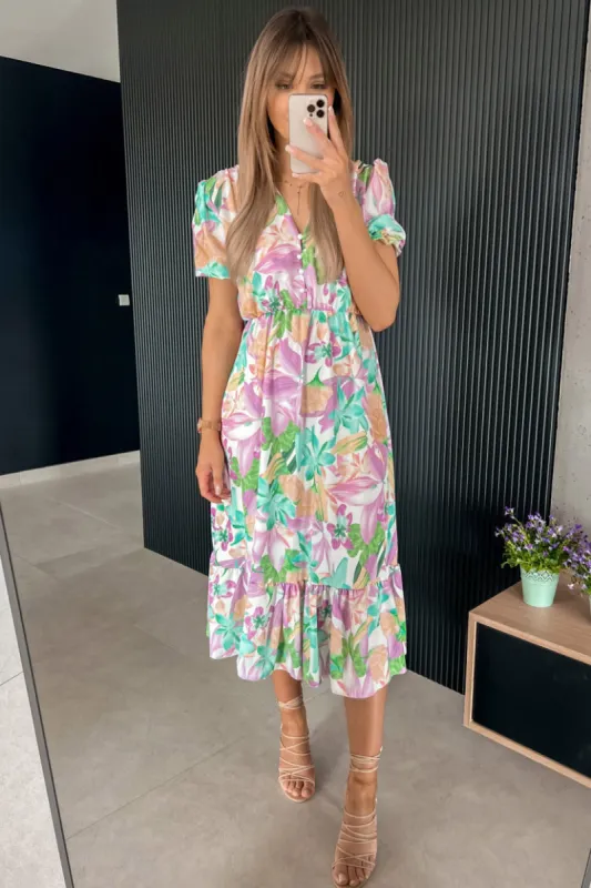 Abigail Green Floral Midi Dress sold by Va Va Voom