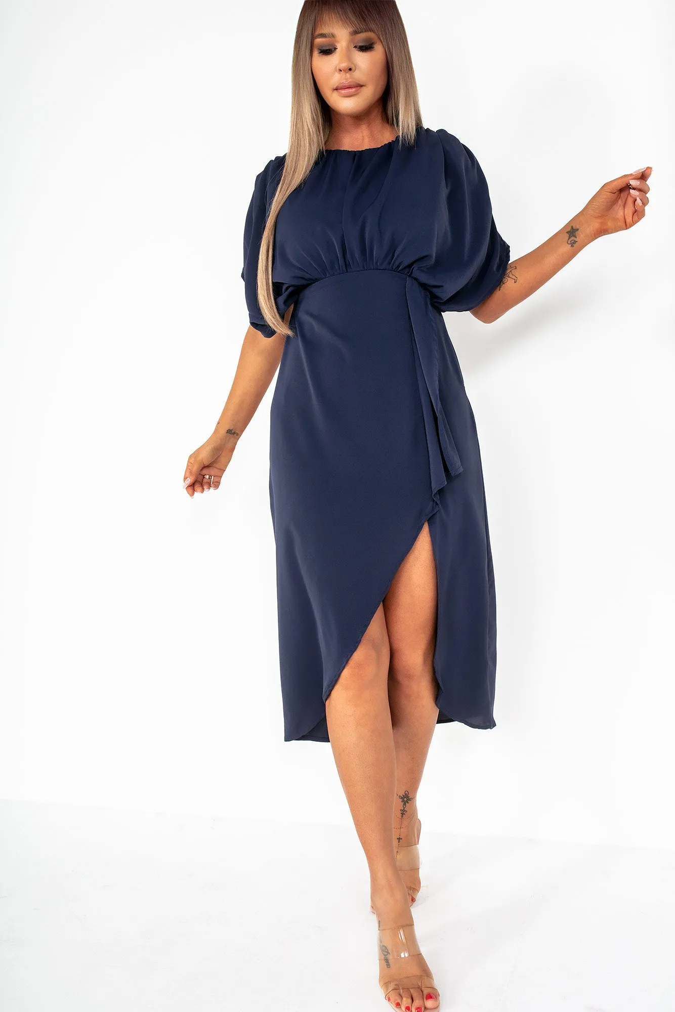 AX Paris Millie Navy Batwing Detail Dress sold by Va Va Voom product image thumbnail 5