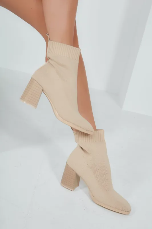 Ellis Cream Knitted Ankle Boots sold by Va Va Voom