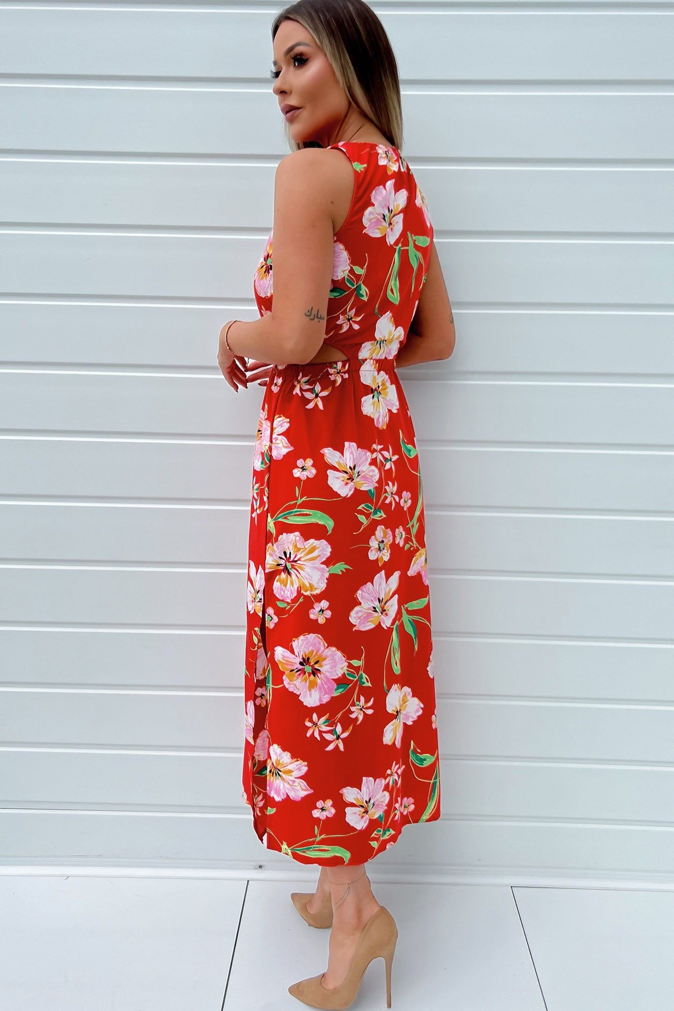 AX Paris Megan Red Floral Dress sold by Va Va Voom product image thumbnail 2