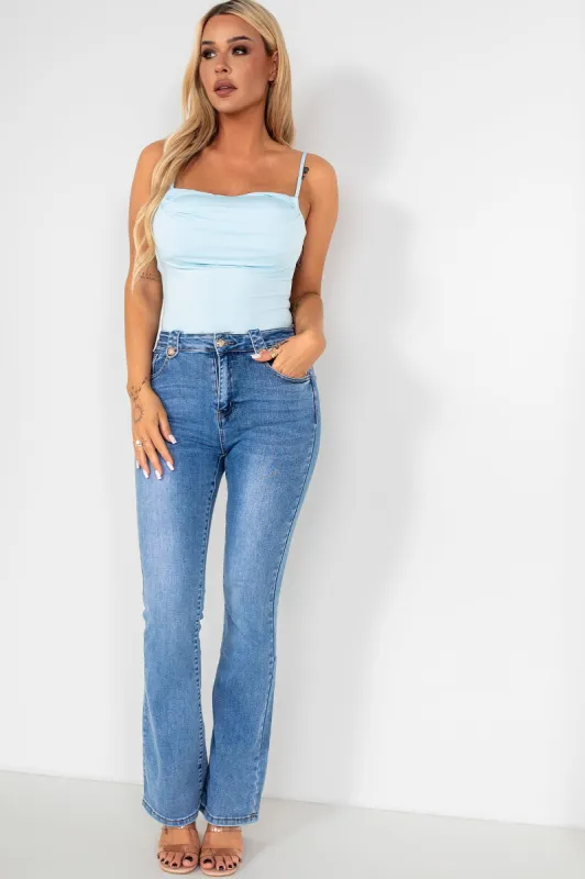 Beckie Blue Flared Jeans sold by Va Va Voom