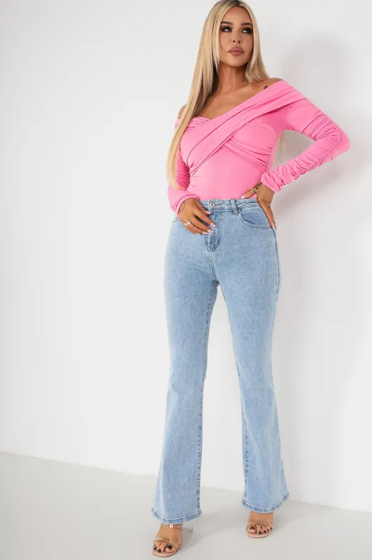 Kennedy Light Blue Flared Jeans sold by Va Va Voom