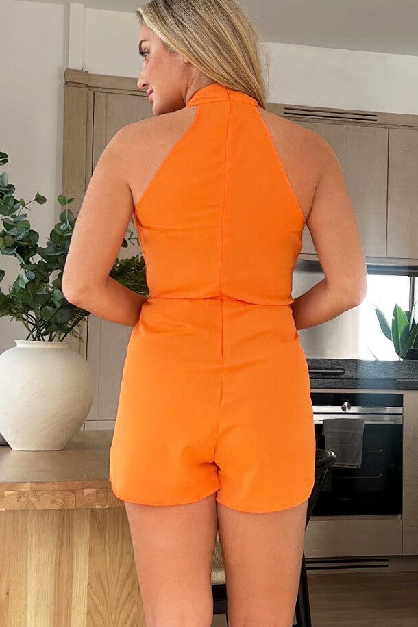 AX Paris Shelby Orange Sleeveless Playsuit sold by Va Va Voom product image thumbnail 5