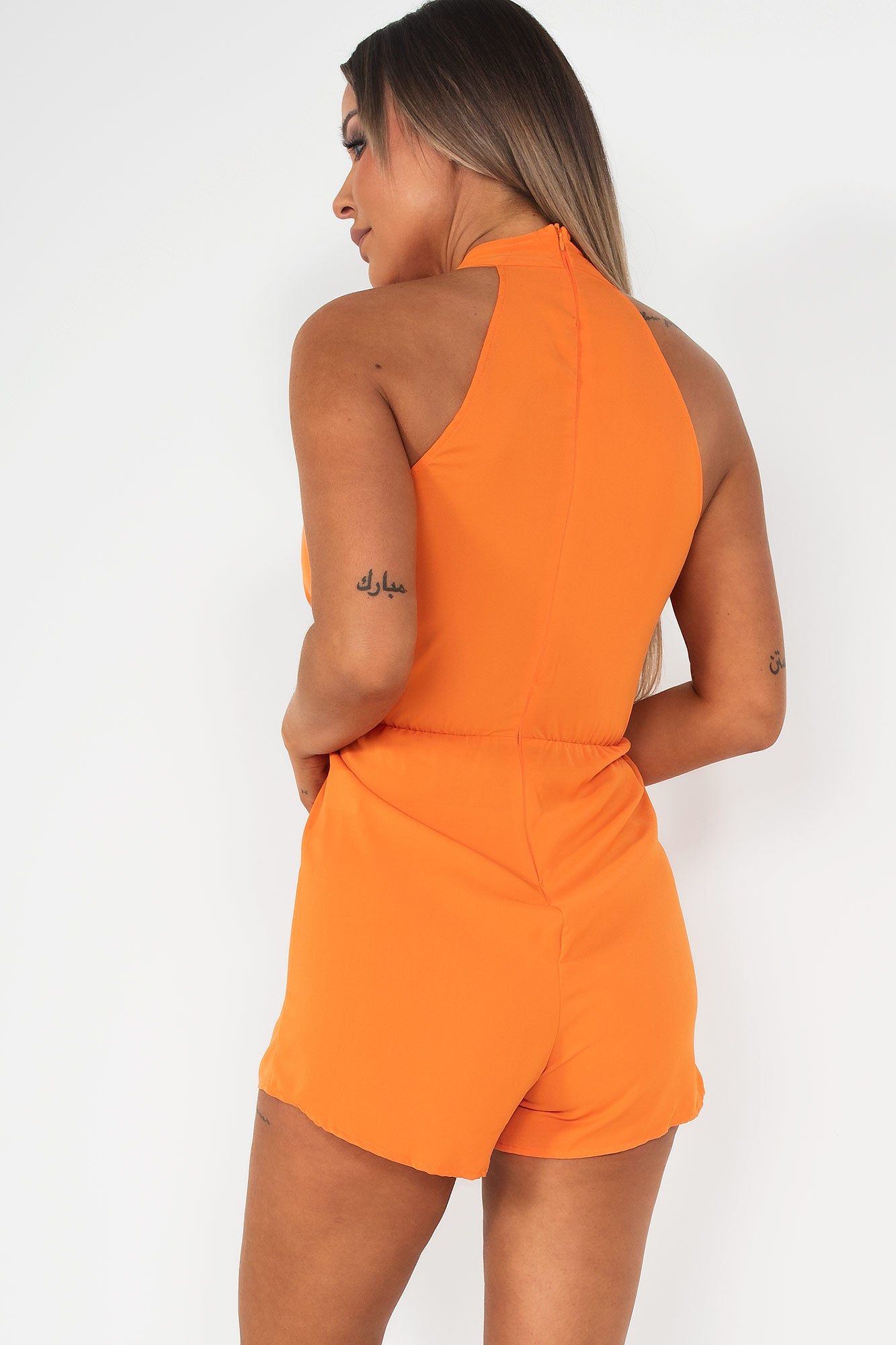 AX Paris Shelby Orange Sleeveless Playsuit sold by Va Va Voom product image thumbnail 2