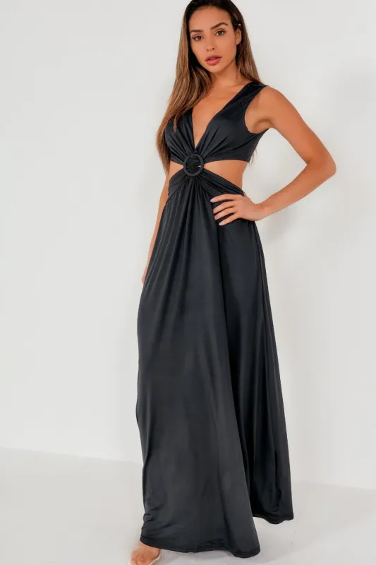 Kaiden Black Cut Out Maxi Dress sold by Va Va Voom