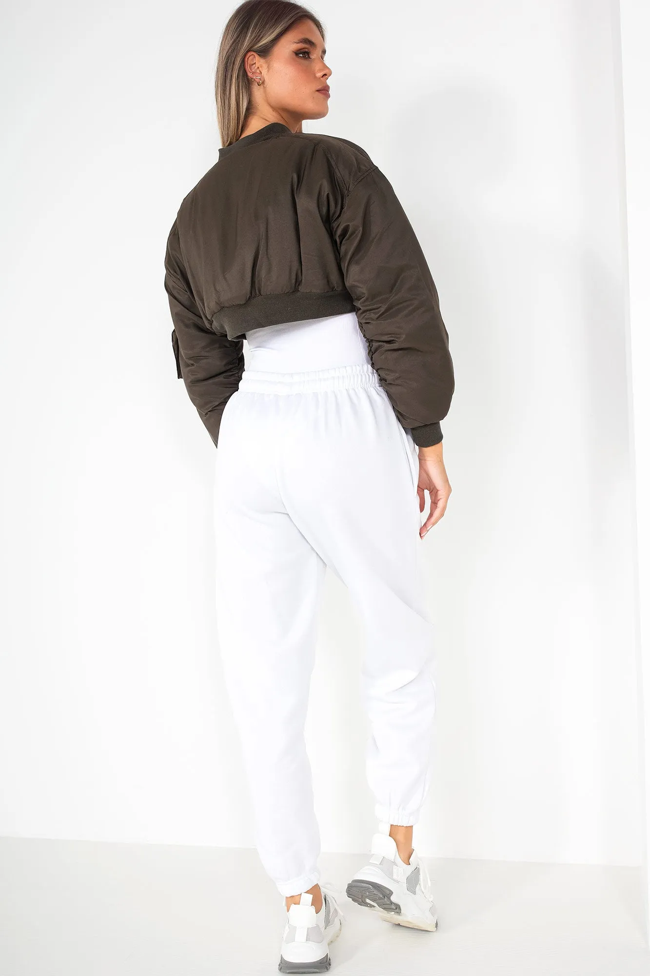 Milani Khaki Cropped Bomber Jacket sold by Va Va Voom product image thumbnail 2