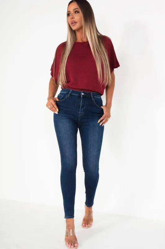 Ester Dark Blue Skinny Jeans sold by Va Va Voom