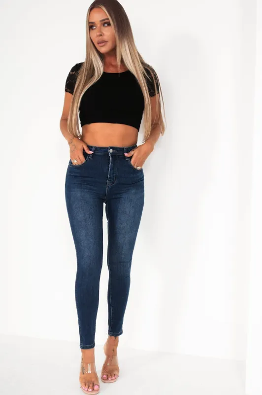 Ester Deep Blue Skinny Jeans sold by Va Va Voom