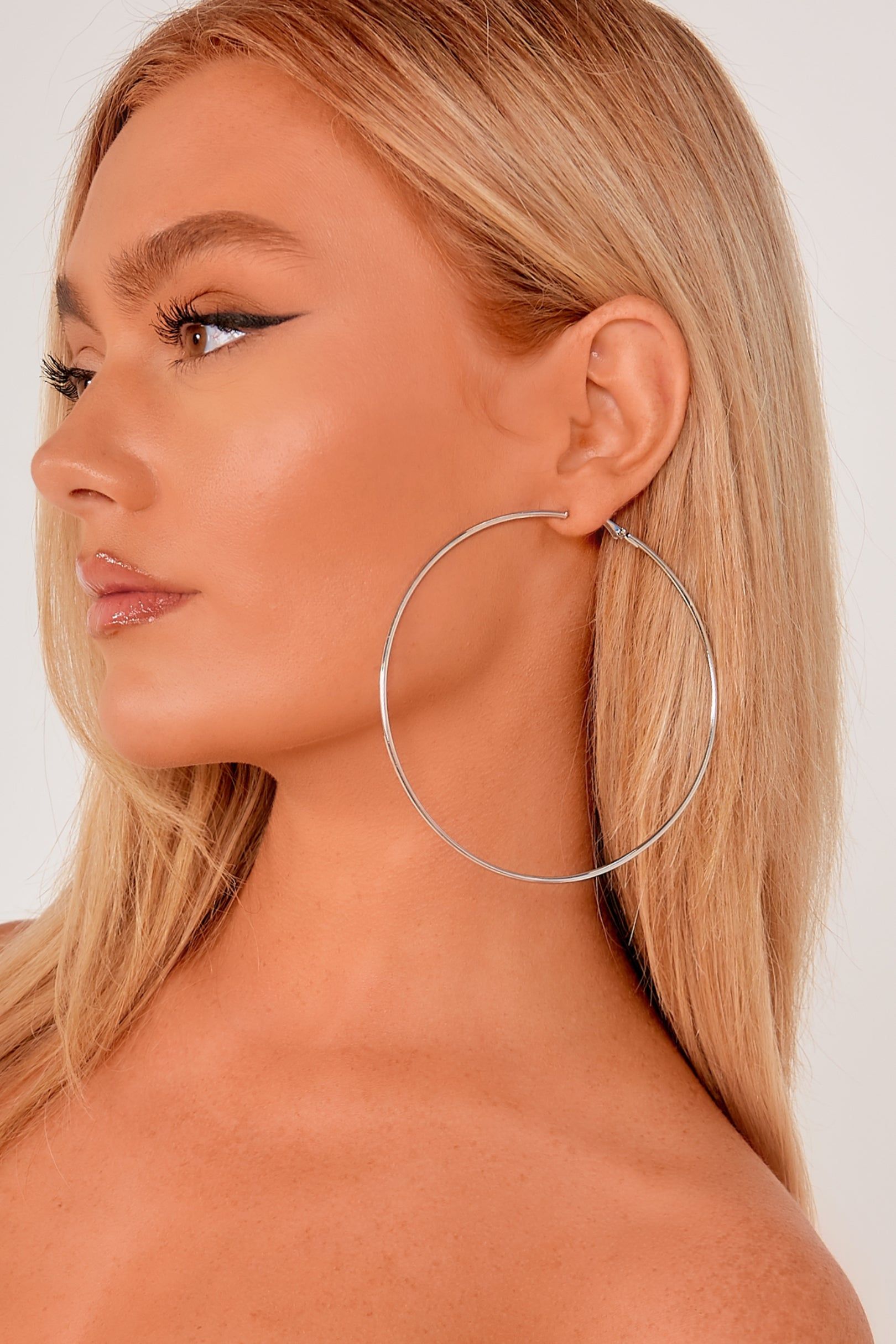 Silver Oversized Hoop Earrings sold by Va Va Voom