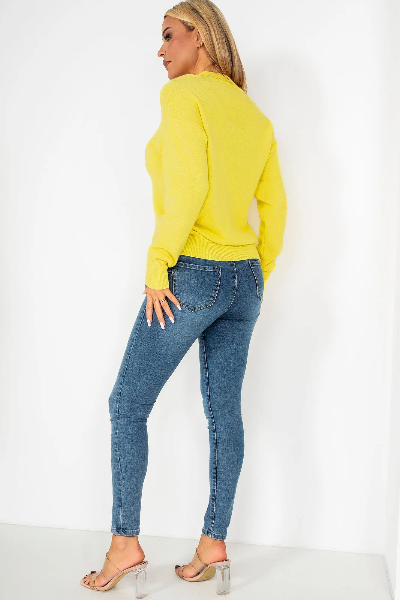 Babs Yellow Fine Knit Jumper sold by Va Va Voom product image thumbnail 2