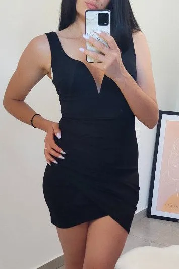 Fleur Black Sleeveless Ruched Dress sold by Va Va Voom product image thumbnail 4