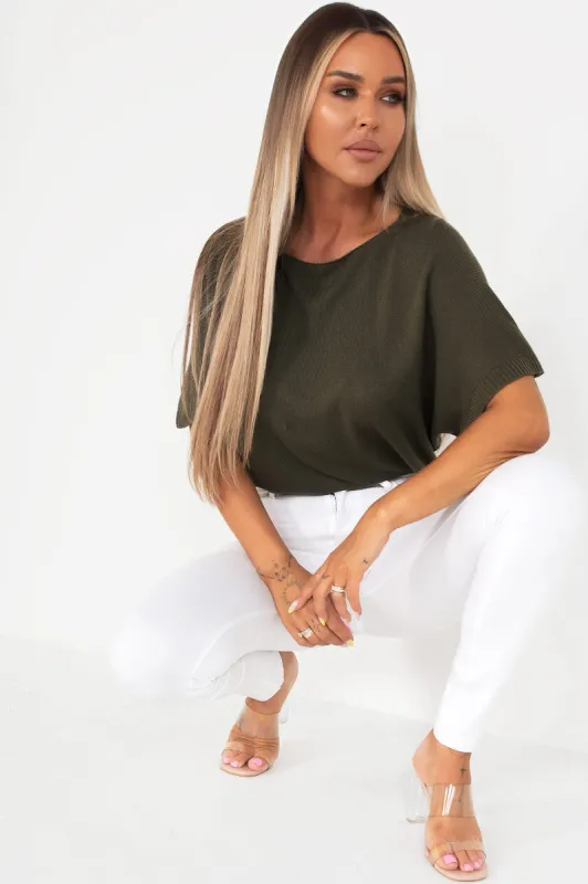 Brynlee Khaki Fine Knit Top sold by Va Va Voom