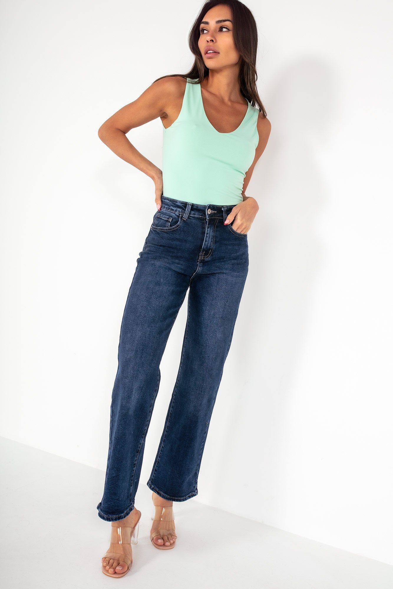 Ellen Dark Blue Straight Leg Jeans sold by Va Va Voom product image thumbnail 5