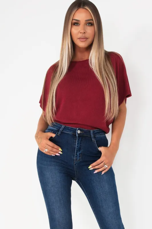 Brynlee Burgundy Fine Knit Top sold by Va Va Voom