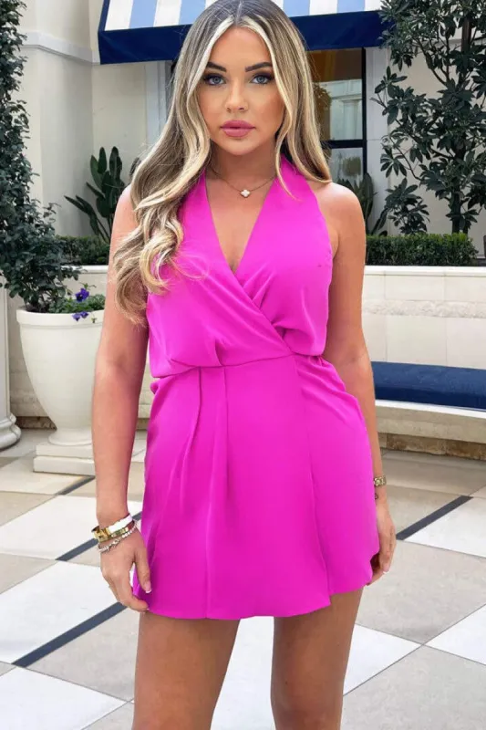 AX Paris Shelby Hot Pink Sleeveless Playsuit made by AX Paris