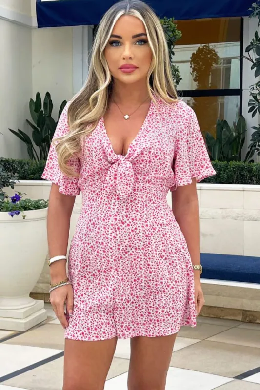 AX Paris Zyla Pink Ditsy Print Playsuit made by Vavavoom