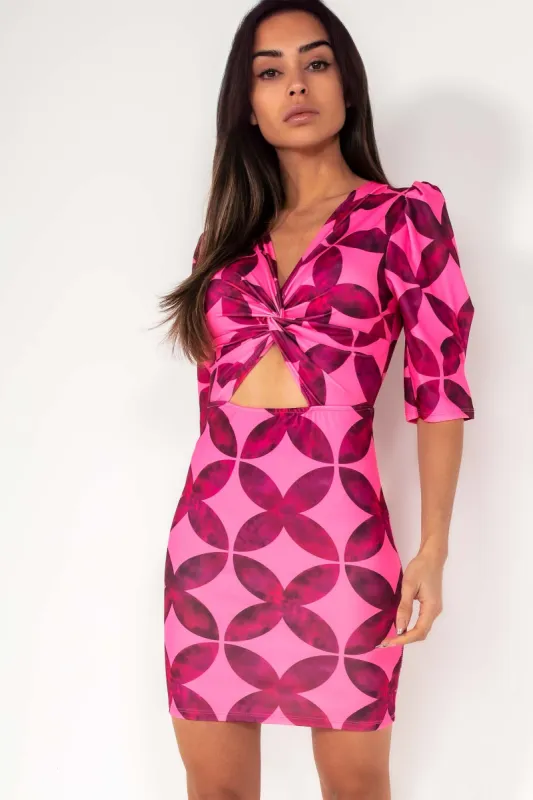 Clarissa Pink Twist Front Dress sold by Va Va Voom