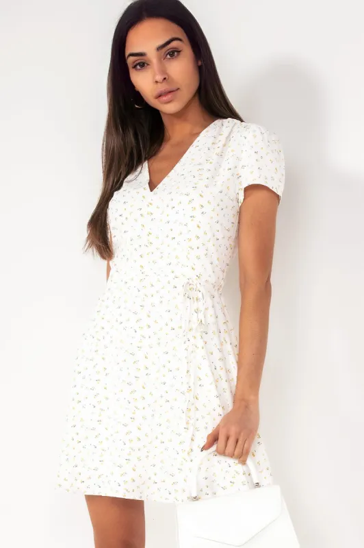 Glamorous Priscilla White Ditsy Print Dress sold by Va Va Voom