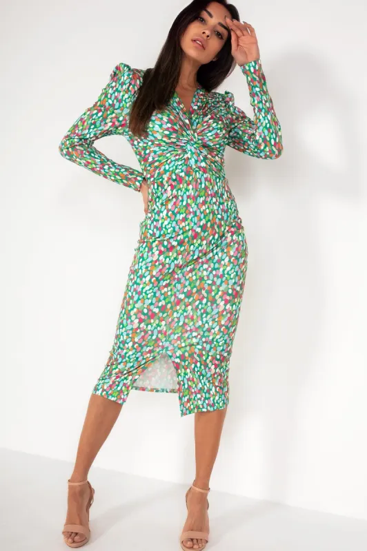 Jolene Green Spotted Midi Dress sold by Va Va Voom