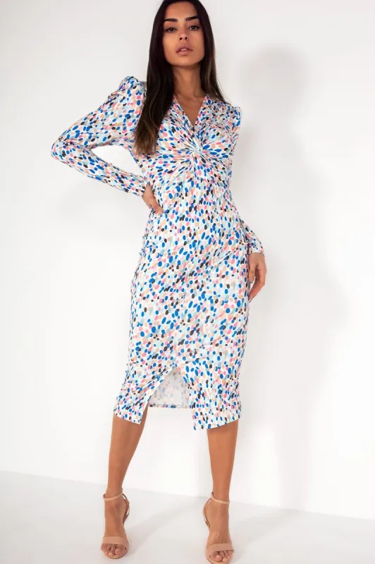 Jolene White Spotted Midi Dress sold by Va Va Voom