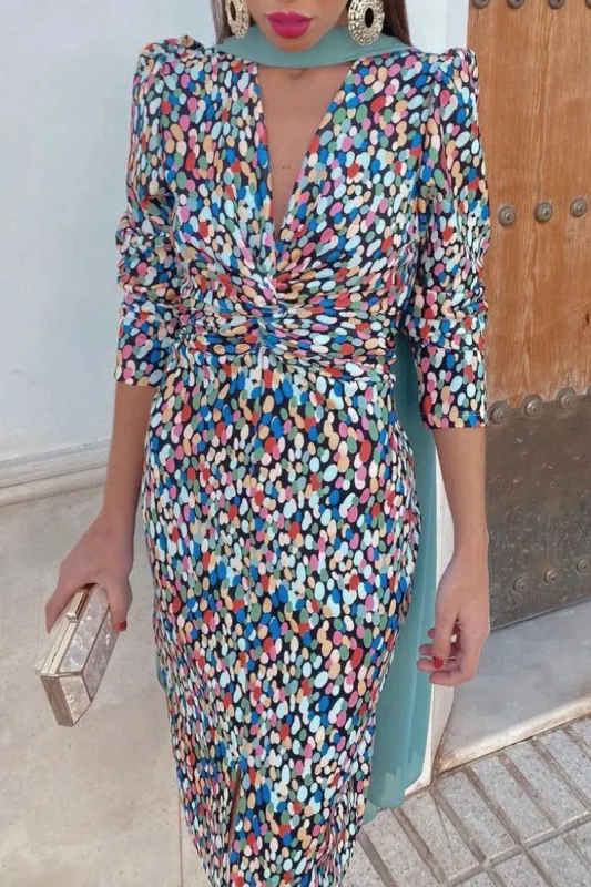 Jolene Black Spotted Midi Dress sold by Va Va Voom