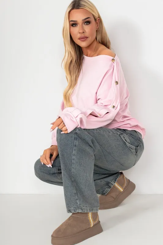 Ivanna Baby Pink Long Sleeve Cotton Top sold by Va Va Voom