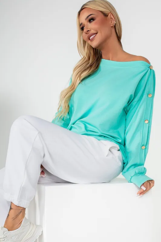 Ivanna Mint Long Sleeve Cotton Top sold by Va Va Voom