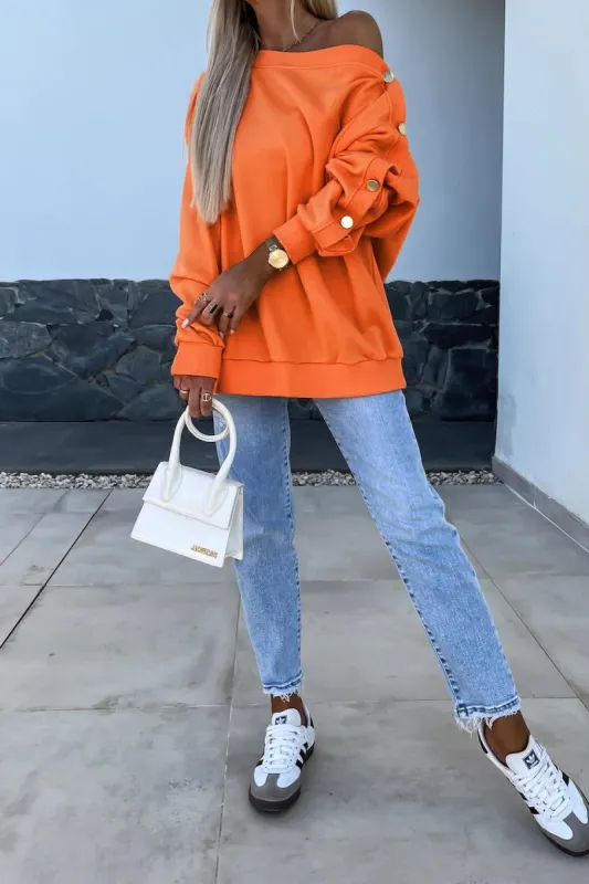 Ivanna Orange Long Sleeve Cotton Top sold by Va Va Voom