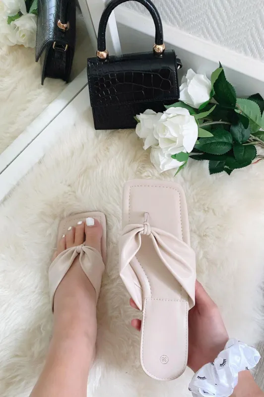 Giorgia Stone Square Toe Flat Sandals sold by Va Va Voom