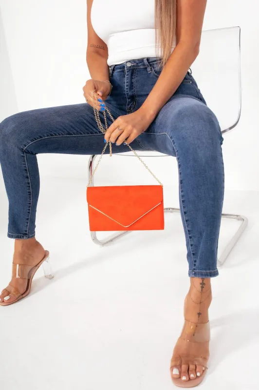 Pamela Scarlett Gold Trim Clutch sold by Va Va Voom