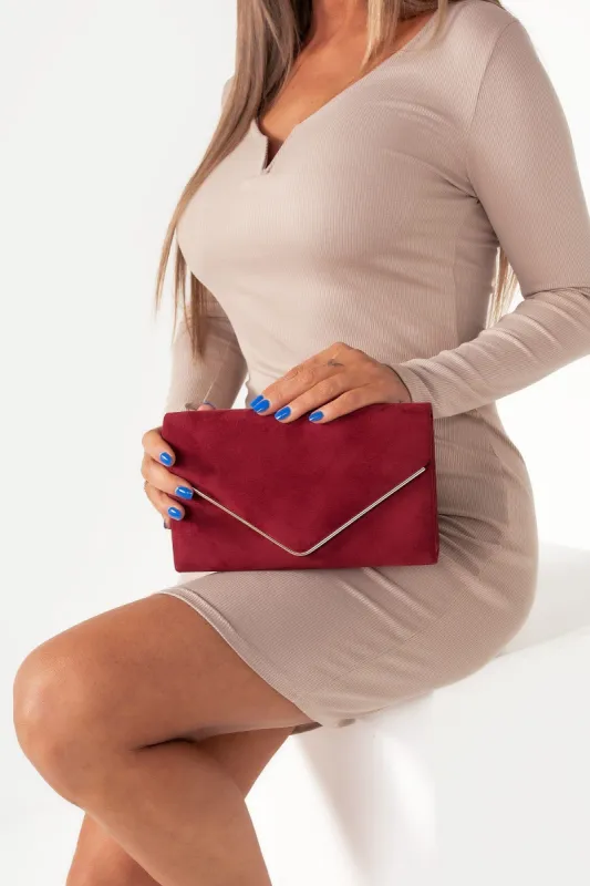 Pamela Burgundy Gold Trim Clutch sold by Va Va Voom
