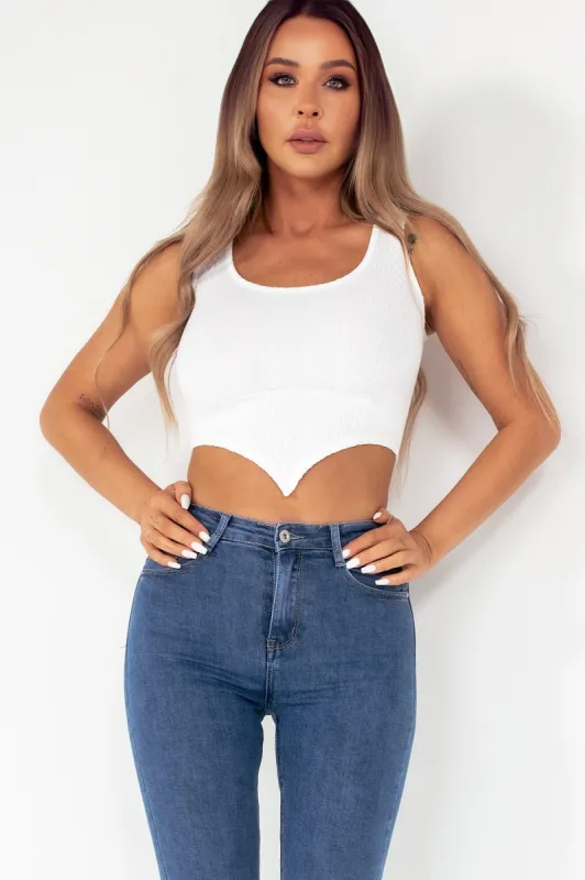 Nova White Textured Crop Top sold by Va Va Voom